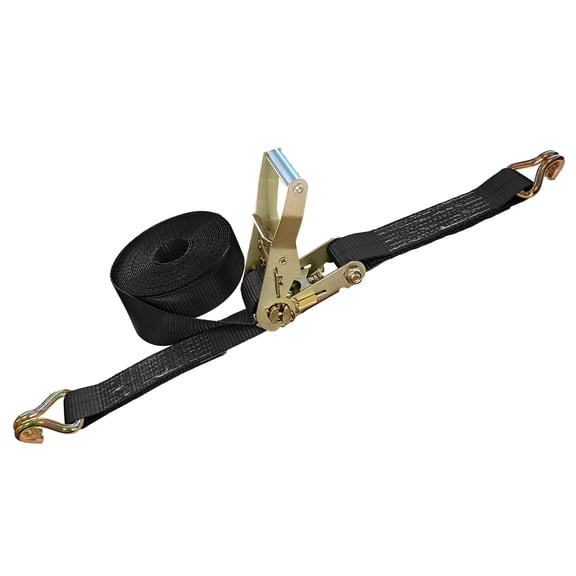 Mega Cargo Control USA 1-pack Heavy Duty 2" x 50' Ratchet Strap J Hook Flatbed Truck Farm Tie Down, 3333 lbs Wll, Black