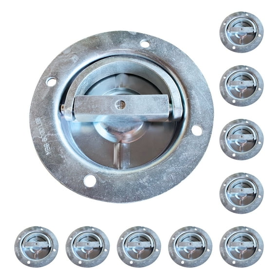 Mega Cargo Control Mega Cargo Control Rotated Floor Mount Round Tie-Down D Ring - (10-Pack) WLL: 2000 lbs