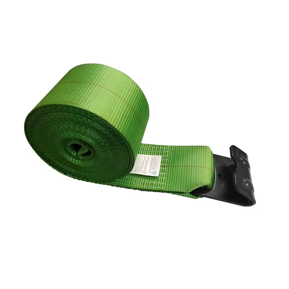 Mega Cargo Control USA 1-Pack Heavy Duty 4" x 30' Winch Tie Down Strap w/ Flat Hook for Flatbed Truck Trailer Farm WLL: 5400 lbs Green
