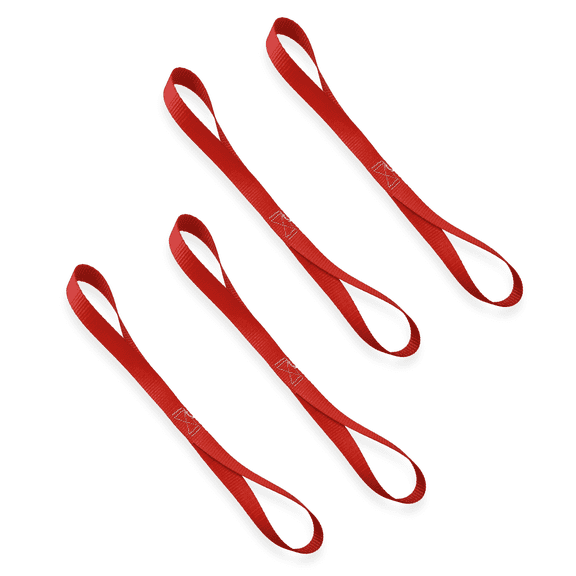 Mega Cargo Control 1" Red Soft Tie Loops, 4 Pack UTV Offroad & Motorcycle Handlebar Tie Downs - 2400 LBS Break Strength