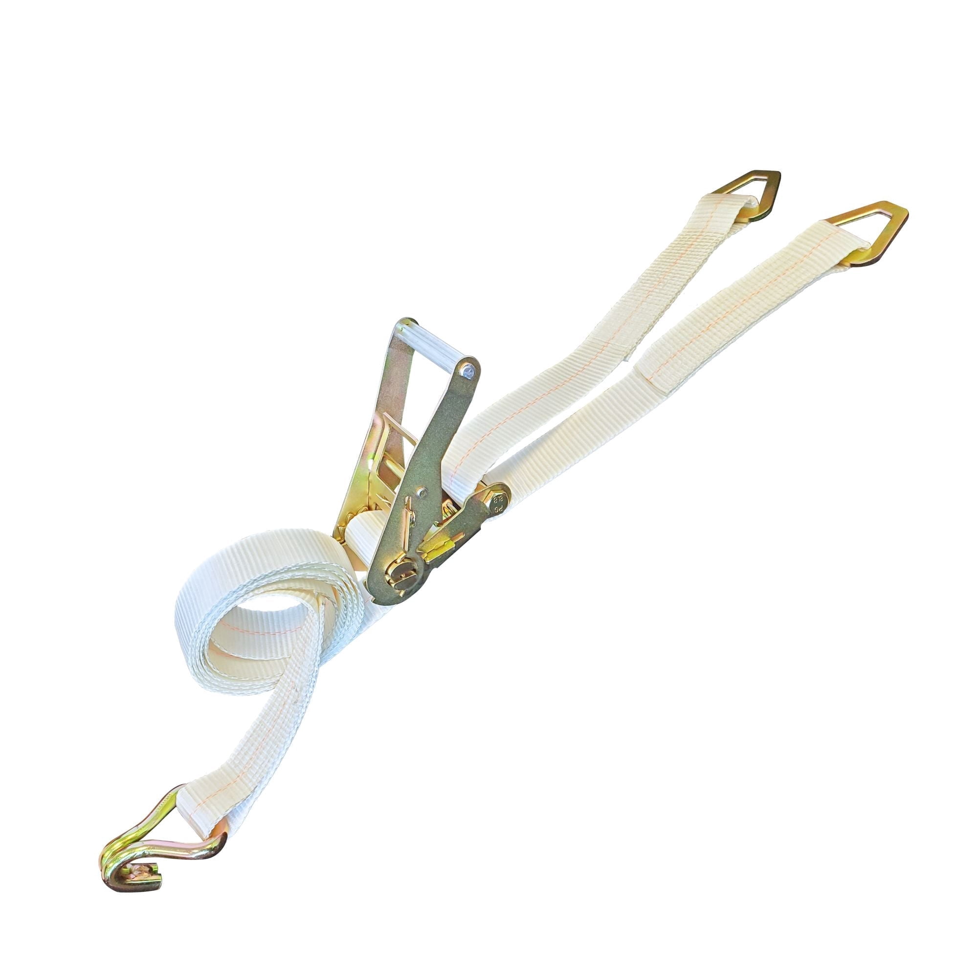 Mega Cargo Control USA 2" x 10' Ratchet Tie-Down Double Leg Tent Strap With Delta Ring & J Hook for Event & Canopy
