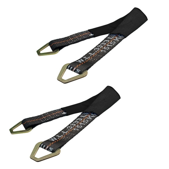 Mega Cargo Control USA 2 x 18 Off-Road Axle Tie-Down Straps (2-Pack) - WLL: 3333 lbs - Black