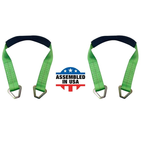 Mega Cargo Control USA 2 x 18 Off-Road Axle Tie-Down Straps (2-Pack) - WLL: 3333 lbs - Green