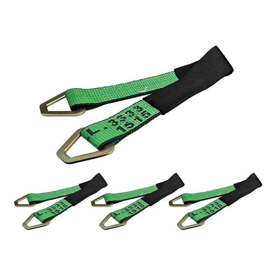 Mega Cargo Control USA 4-pack Tie-Down Straps, 2" x 18" Off-Road Axle Straps, 3,333 lbs Wll, Green