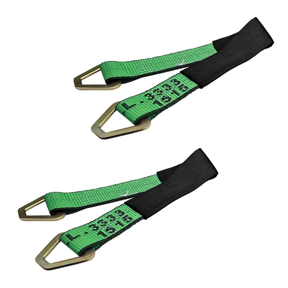 Mega Cargo Control USA 2-pack Tie-Down Straps, 2" x 18" Off-Road Axle Straps, 3,333 lbs Wll, Green
