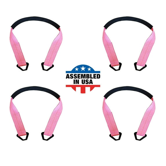 Mega Cargo Control USA 2” x 18” Off-Road Axle Tie-Down Straps (4-Pack) - WLL: 3333 lbs - Pink