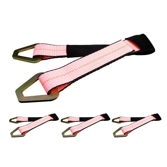 Mega Cargo Control USA 2” x 36” Off-Road Axle Tie-Down Straps (4-Pack) - WLL: 3333 lbs - Pink