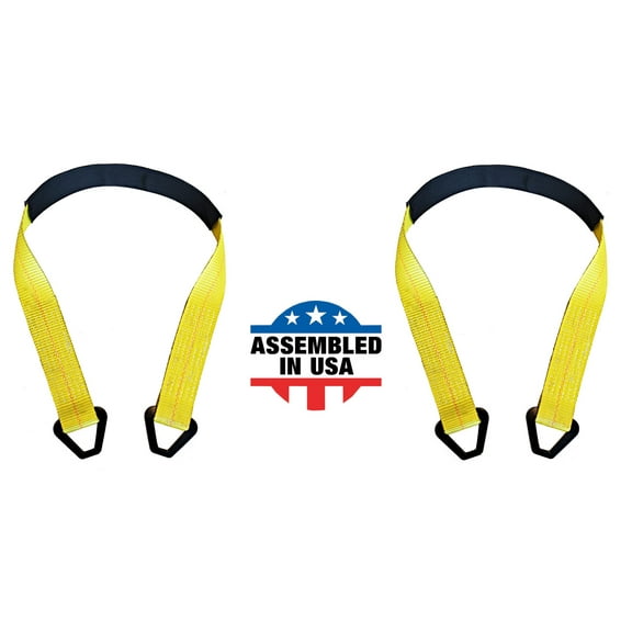 Mega Cargo Control USA 2 x 60 Axle Tie-Down Straps for Race Car Auto Hauler Tie Down (2-Pack) - WLL: 3333 lbs - Yellow