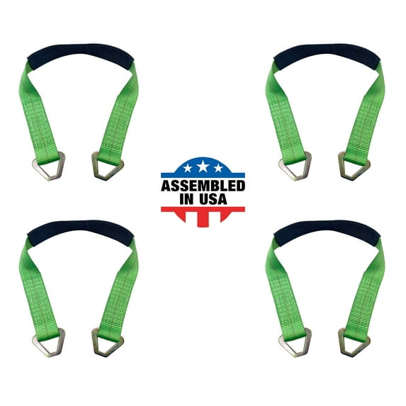 Mega Cargo Control USA 2” x 60” Off-Road Axle Tie-Down Straps (4-Pack) - WLL: 3333 lbs - Green