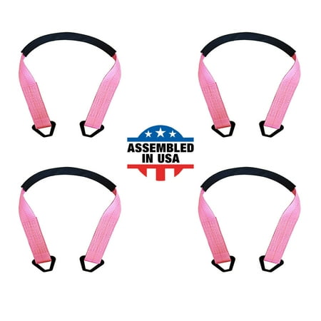 Mega Cargo Control USA 2” x 60” Off-Road Axle Tie-Down Straps (4-Pack) - WLL: 3333 lbs - Pink