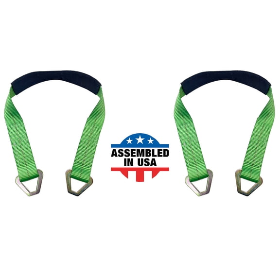 Mega Cargo Control USA 2 x 72 Off-Road Axle Tie-Down Straps (2-Pack) - WLL: 3333 lbs - Green