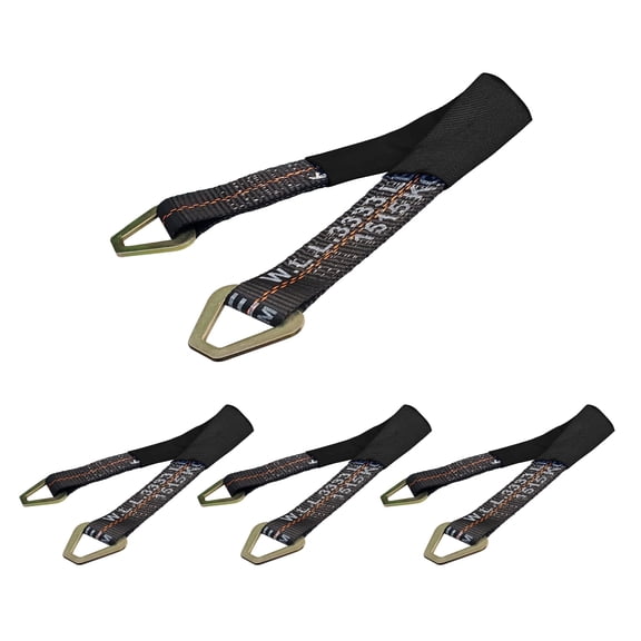 Mega Cargo Control USA 2” x 72” Off-Road Axle Tie-Down Straps (4-Pack) - WLL: 3333 lbs - Black