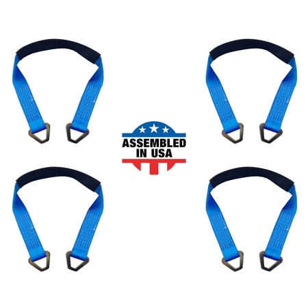 Mega Cargo Control USA 2” x 72” Off-Road Axle Tie-Down Straps (4-Pack) - WLL: 3333 lbs - Blue