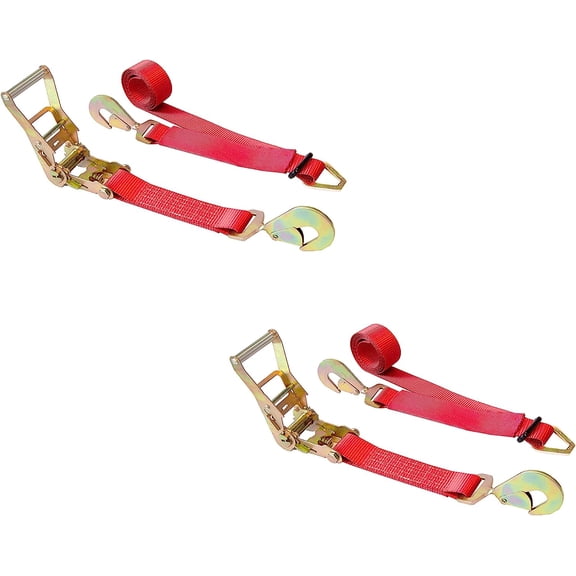 Mega Cargo Control USA 2" x 8' Axle Ratchet Strap W/ Snap Hook - (2-Pack) - WLL: 3333 lbs