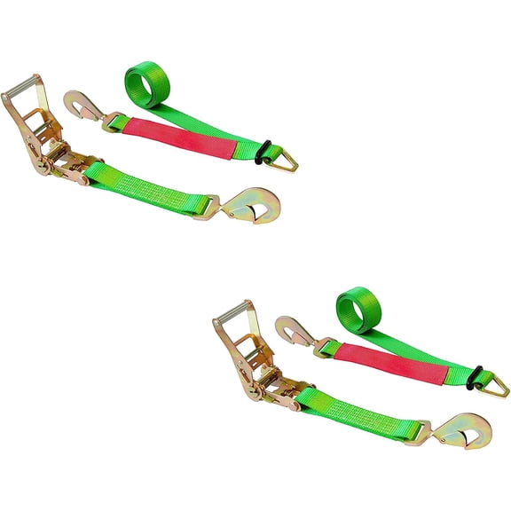 Mega Cargo Control USA 2" x 8' Axle Ratchet Strap W/ Snap Hook - (2-Pack) - WLL: 3333 lbs
