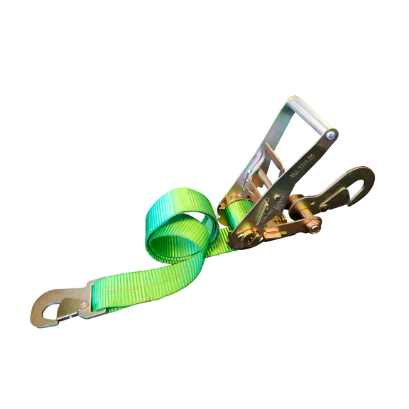 Mega Cargo Control USA 2" x 8' Off-Road Ratchet Strap W/ Snap Hook - (1-Pack) - WLL: 1666 lbs - Green