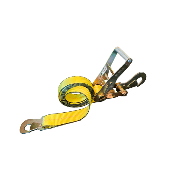 Mega Cargo Control USA 2" x 8' Off-Road Ratchet Strap W/ Snap Hook - (1-Pack) - WLL: 1666 lbs - Yellow