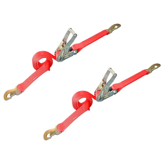 Mega Cargo Control USA 2" x 8' Ratchet Strap W/ Flat Snap Hook - (2-Pack) - WLL: 1666 lbs