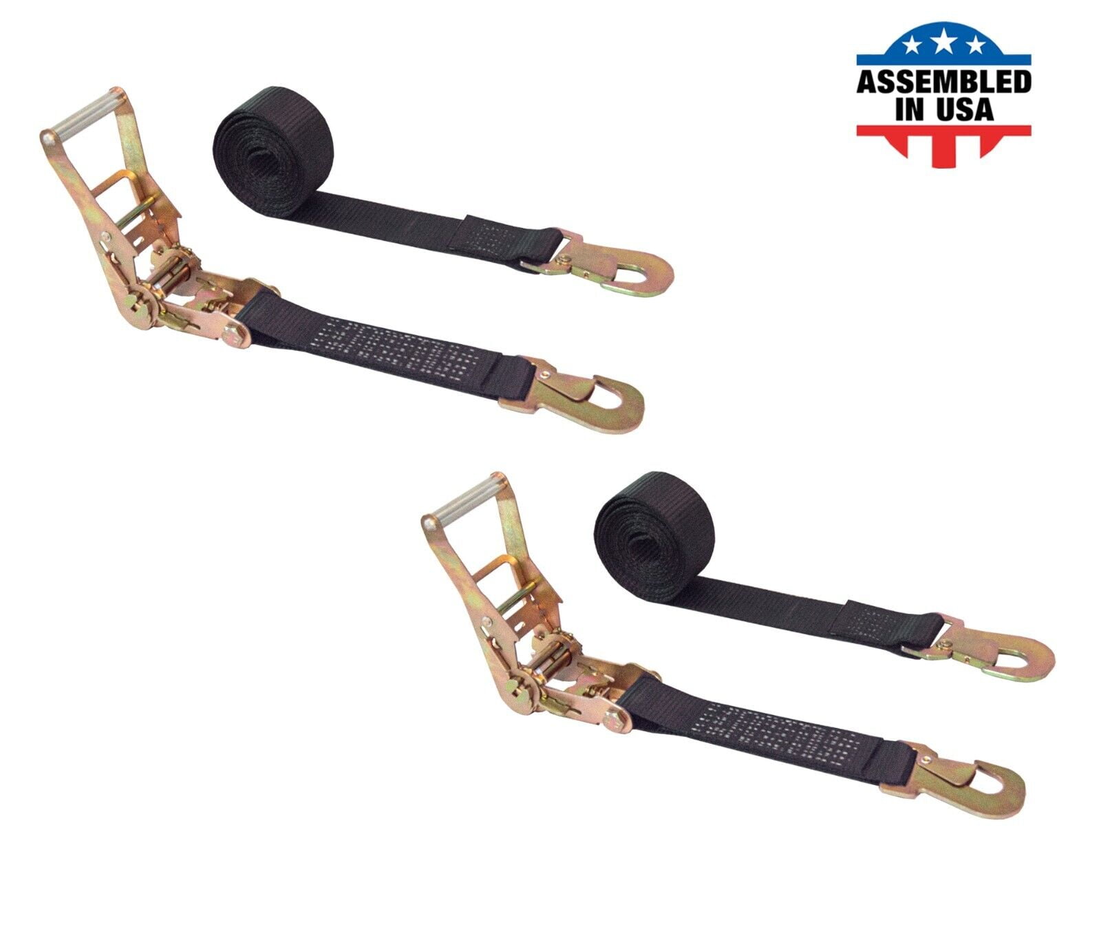 Mega Cargo Control USA 2" x 8' Ratchet Strap W/ Flat Snap Hook - (2 ...