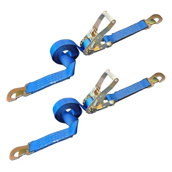 Mega Cargo Control USA 2-pack Ratchet Straps 2" x 8' Tie-Down Straps W/ Flat Snap Hook, 1666 lbs Wll, Blue