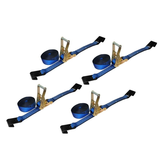 Mega Cargo Control USA 4 Pack Heavy Duty 2" x 50' Ratchet Strap Flat Hook Flatbed Truck Farm Tie Down