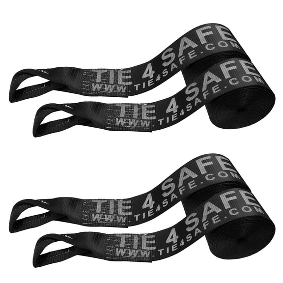 Mega Cargo Control USA 4 Pack Heavy Duty 4” x 30’ Twisted Sewn Loop Winch Strap for Flatbed Truck
