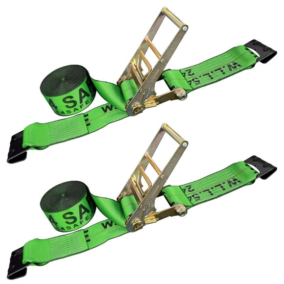 Mega Cargo Control USA 4" x 40' Ratchet Strap Flat Hook Farm Trailer Flatbed Truck Tie Down 2 Pack