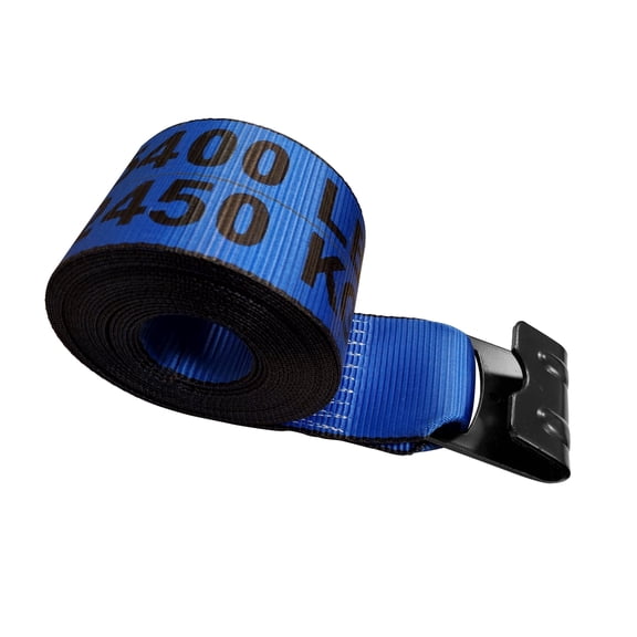 Mega Cargo Control Winch Tie Down Strap Heavy Duty Black Flat Hook 1-pack 4" x 40' Blue