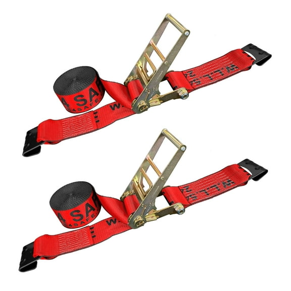 Mega Cargo Control USA 4" x 50' Ratchet Strap Flat Hook Farm Trailer Flatbed Truck Tie Down 2 Pack