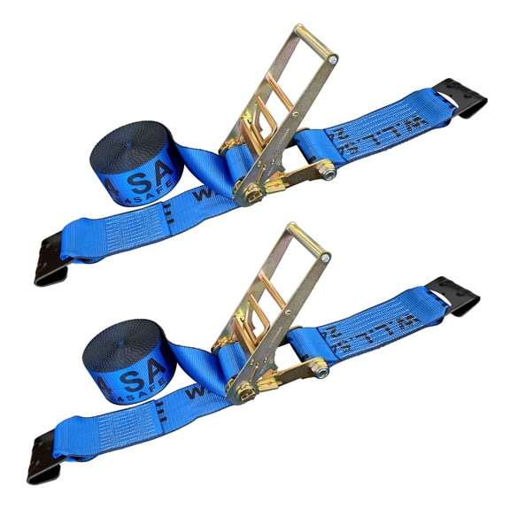 Mega Cargo Control USA 4" x 60' Ratchet Strap Flat Hook Farm Trailer Flatbed Truck Tie Down 2 Pack
