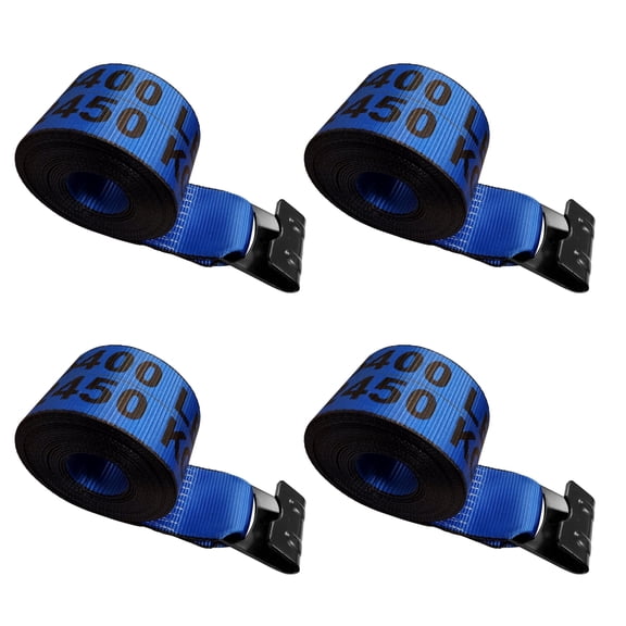 Mega Cargo Control USA 4" x 60' Winch Tie Down Strap W/ Flat Hook - (4-Pack) WLL: 5400 lbs Blue
