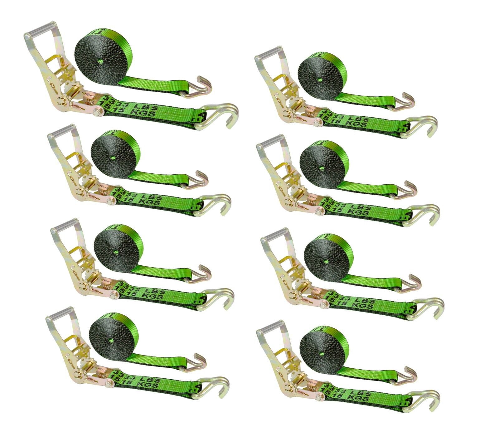 6 Pack 2" X 30' Heavy Duty Ratchet Tie Down Straps With Flat Hooks, 3,333 Lbs