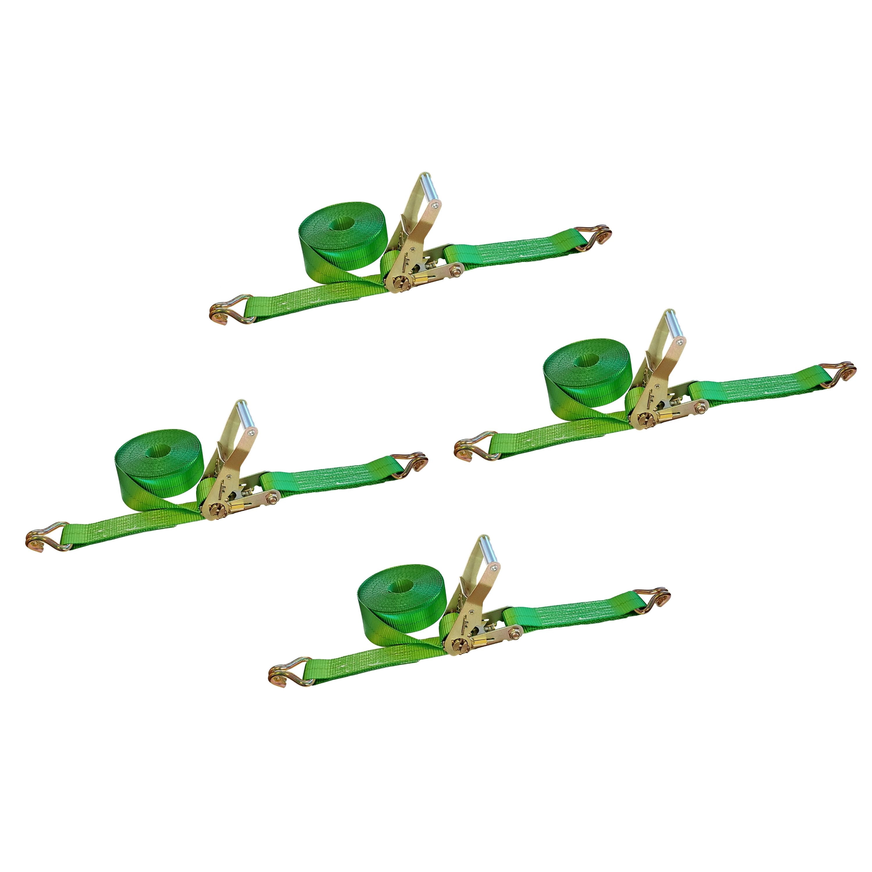 Mega Cargo Control USA Heavy Duty 2" x 40' Ratchet Strap J Hook Flatbed Truck Farm Tie Down 4 Pack