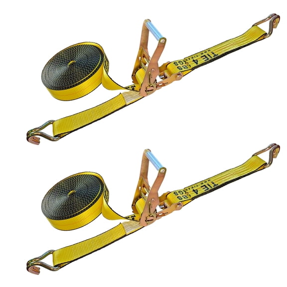 Mega Cargo Control USA Heavy Duty 2" x 50' Ratchet Strap J Hook Flatbed Truck Farm Tie Down 2 Pack