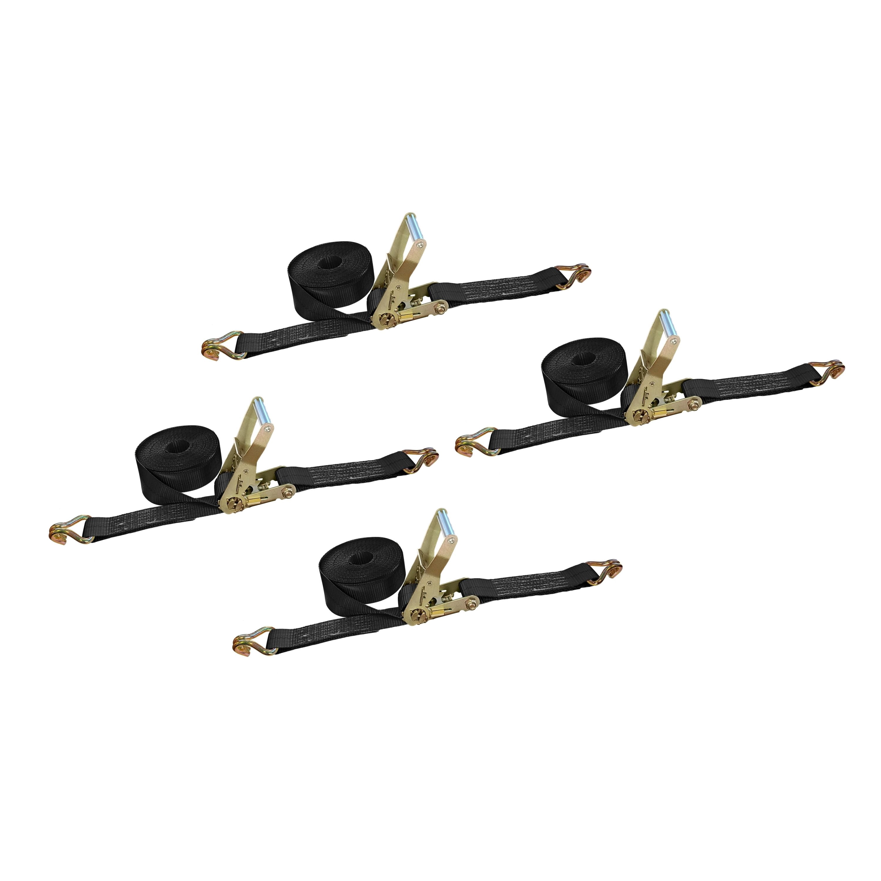 Mega Cargo Control USA Heavy Duty 2" x 50' Ratchet Strap J Hook Flatbed Truck Farm Tie Down 4 Pack