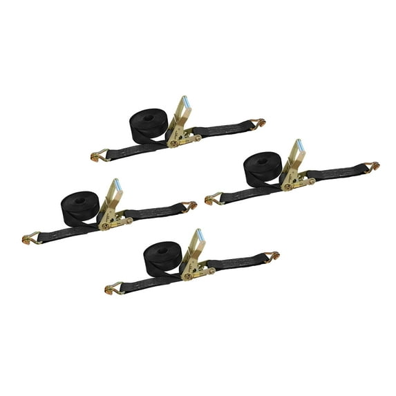 Mega Cargo Control USA Heavy Duty 2" x 50' Ratchet Strap J Hook Flatbed Truck Farm Tie Down 4 Pack