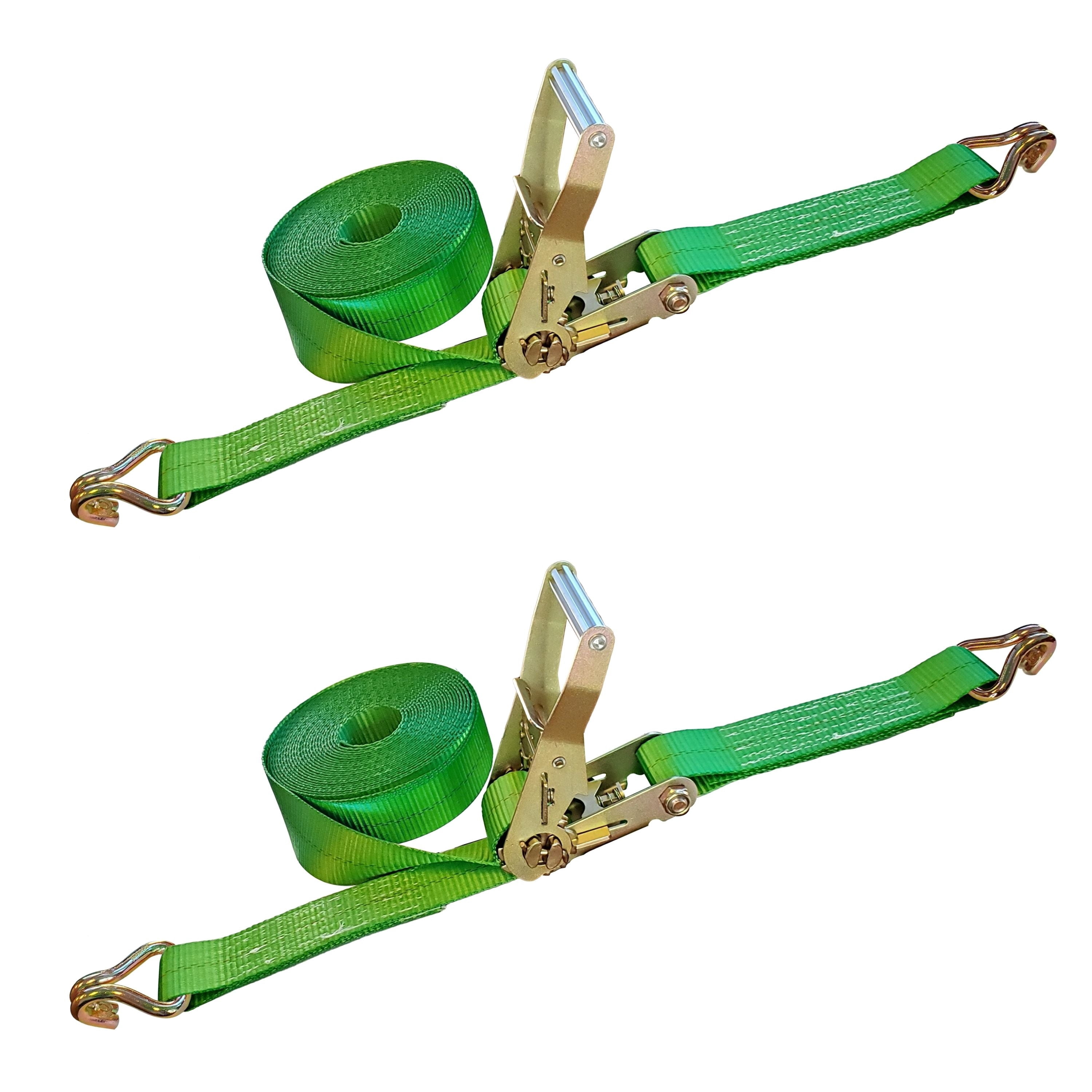Mega Cargo Control 2" x 60' Ratchet Strap w/ J Hook , Green , 2 Packs