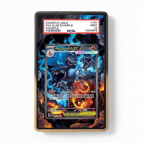 Extended Art Acrylic Display Case Compatible with PSA Graded Trading Cards - Inspired by Mega Charizard X #125-094 - Card Not Included