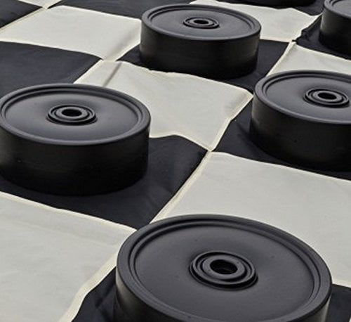 Giant Black and White Plastic Checker Set with Nylon Mat