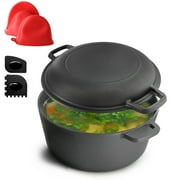 Mega Chef 10.31" Cast Iron Dutch Oven and Skillet 5 Quart Pre-Seasoned