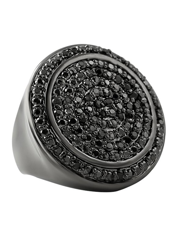 Mega Circles of Ice Black CZ Bling Bling Ring
