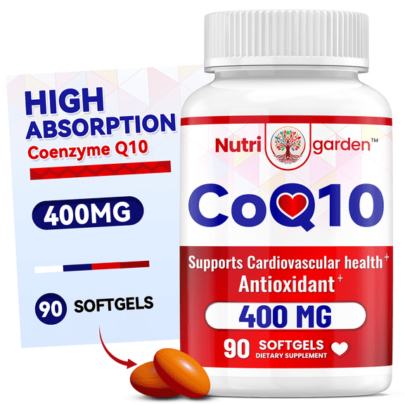 Mega CoQ10 400mg, Superior Absorption, Supplement Form of Coenzyme Q10, Antioxidant for Heart Health, 90 Softgels