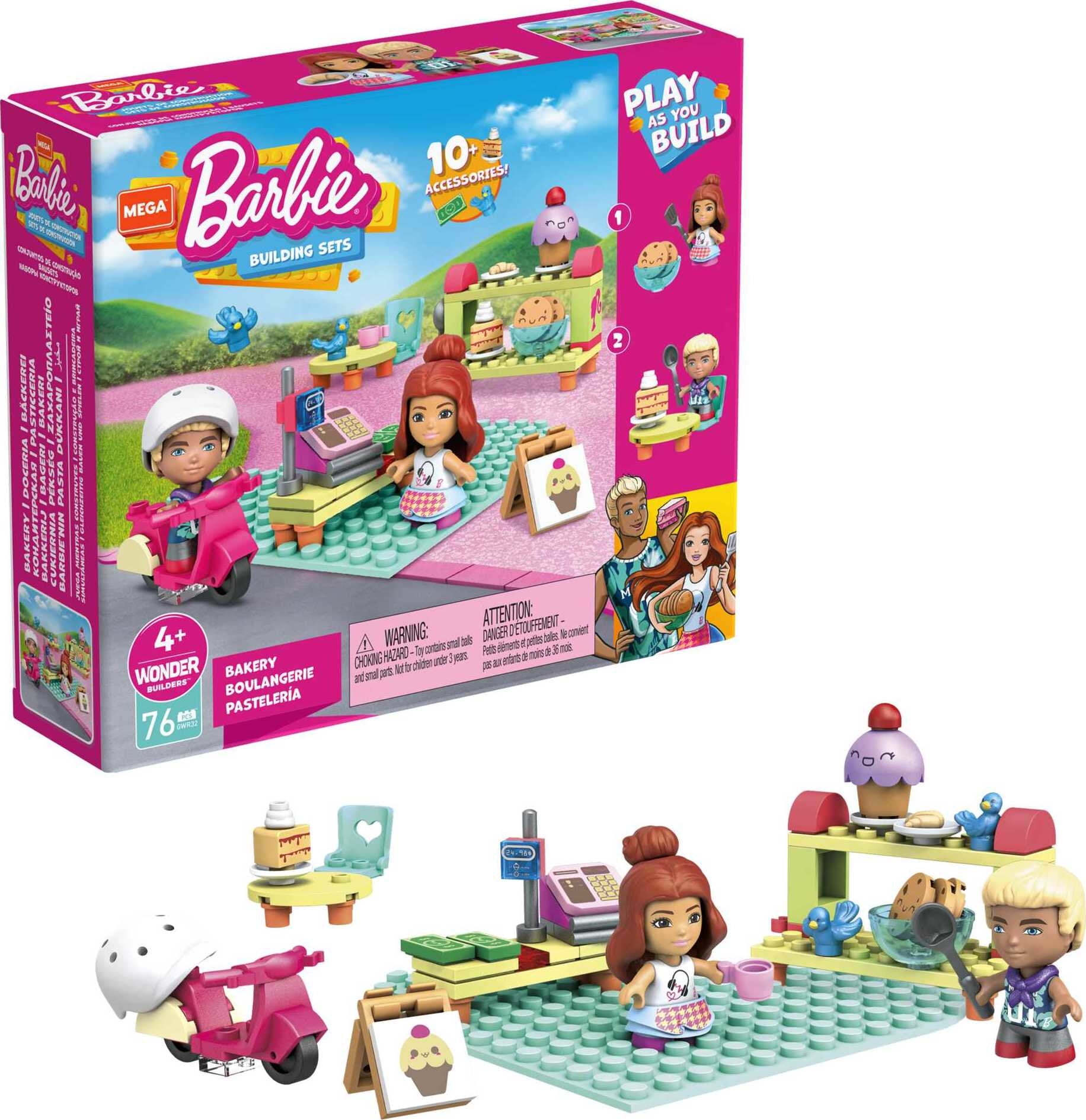 Mega Construx Barbie Bakery Gwr32, Mini Figures Blocks Set, Building ...