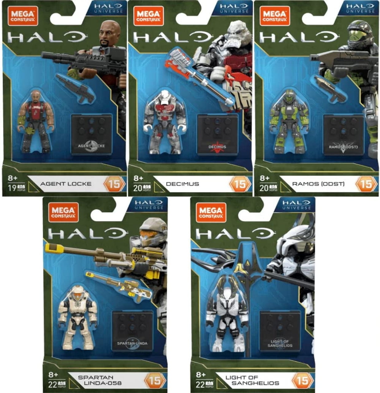 Mega Construx Halo Heroes Series 15 Complete Set of 5 Buildable Action Figures