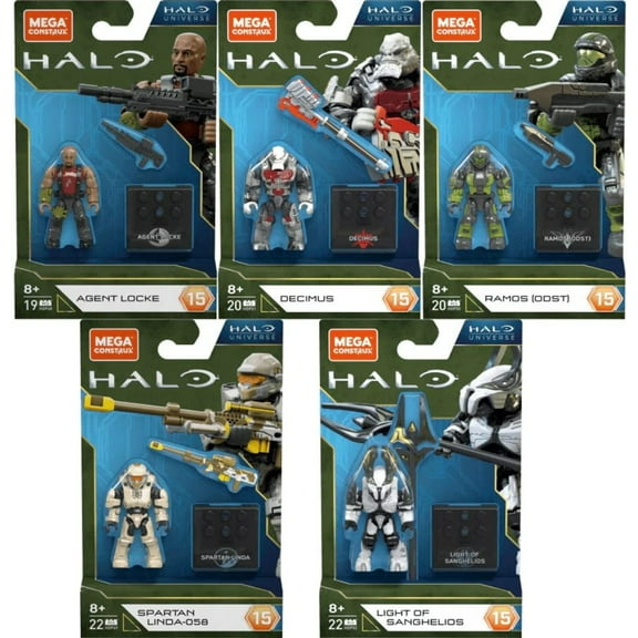 Mega Construx Halo Heroes Series 15 Complete Set of 5 Buildable Action Figures