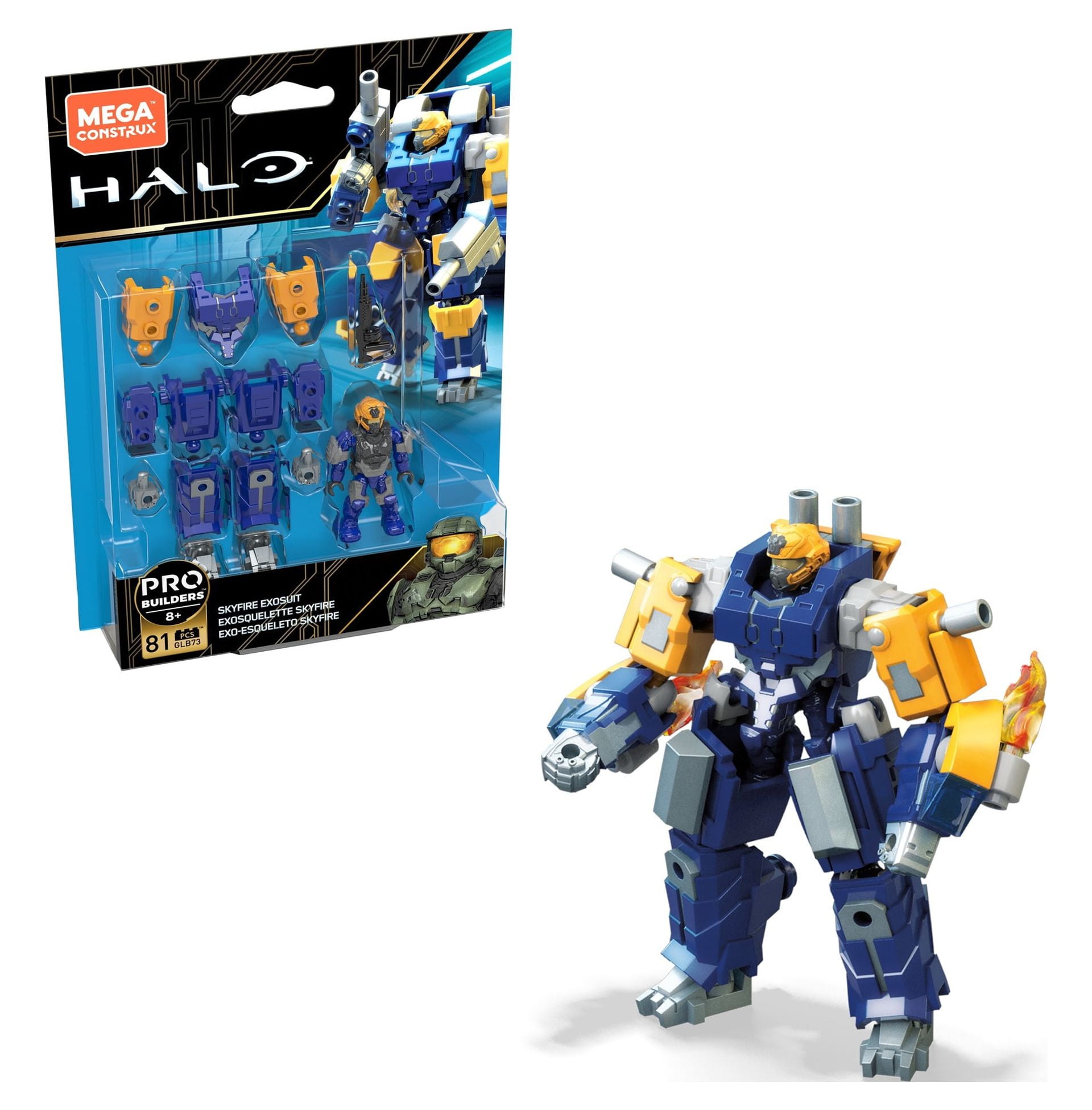 Mega Construx Halo Skyfire Exosuit construction set with micro action figures, Building Toys for Kids (81 Pieces)
