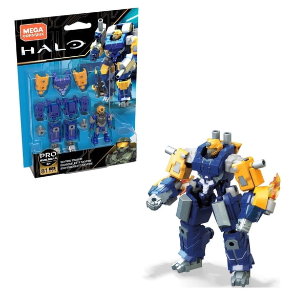 Mega Construx Halo Skyfire Exosuit construction set with micro action figures, Building Toys for Kids (81 Pieces)