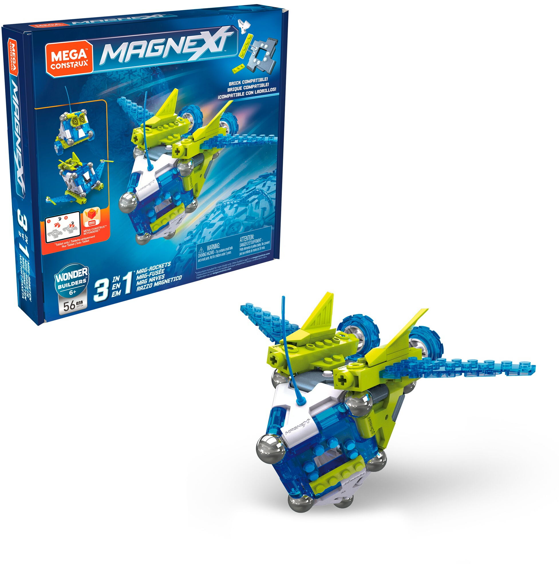 Mega Construx Magnext 3-In-1 Mag-Rockets Buildable Toy for Kids 6 Years and Up - image 1 of 6
