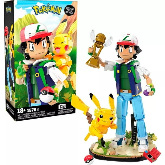 Mega Construx Pokemon Ash & Pikachu: Path to Victory Building Toy Kit for Collectors