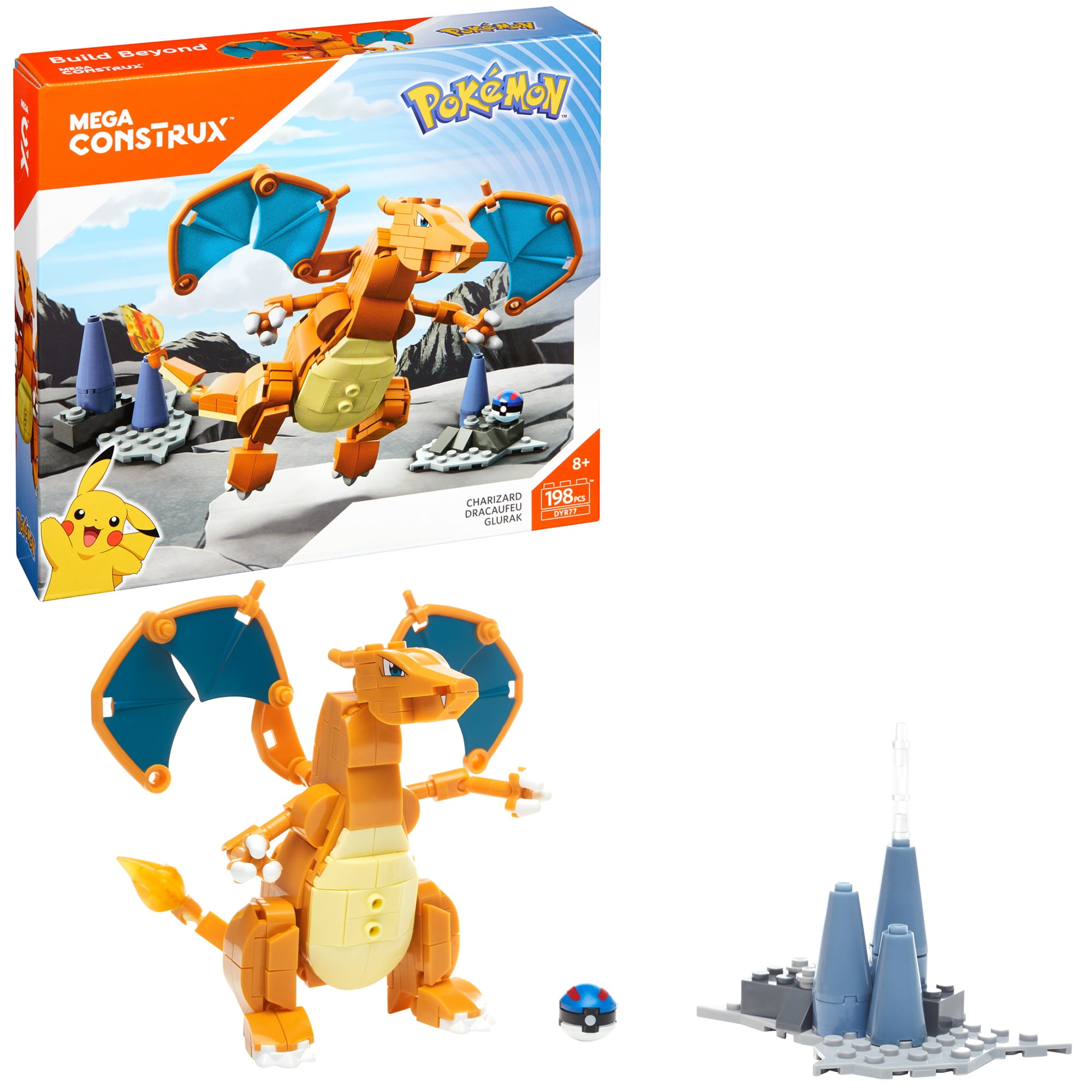 Mega Construx Pokemon Charizard Construction Set with character figures,  Building Toys for Kids (198 Pieces) 